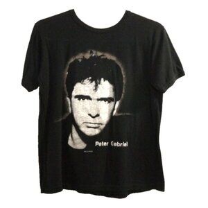 Vintage PETER GABRIEL black T Shirt 50/50 blend PRIME 1986 Adult size L